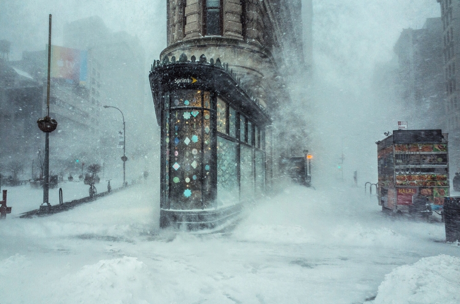 Snow Storm and the Flat Iron Building in NYC