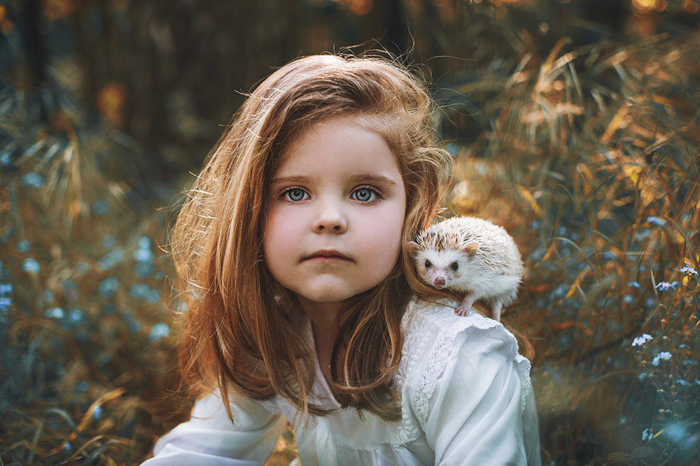 Girl with a hedgehog
