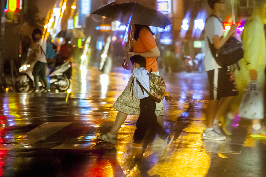 Pedestrian in the raining night