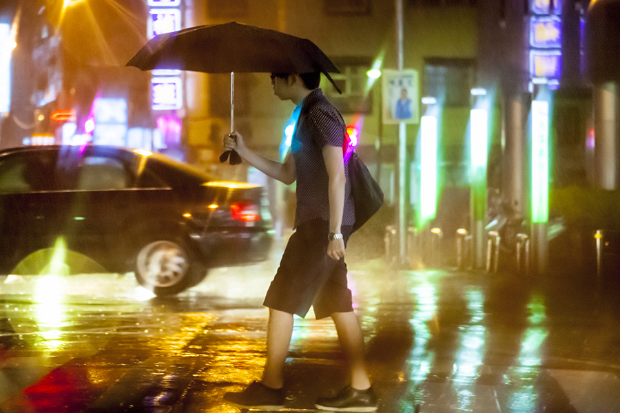 Pedestrian in the raining night