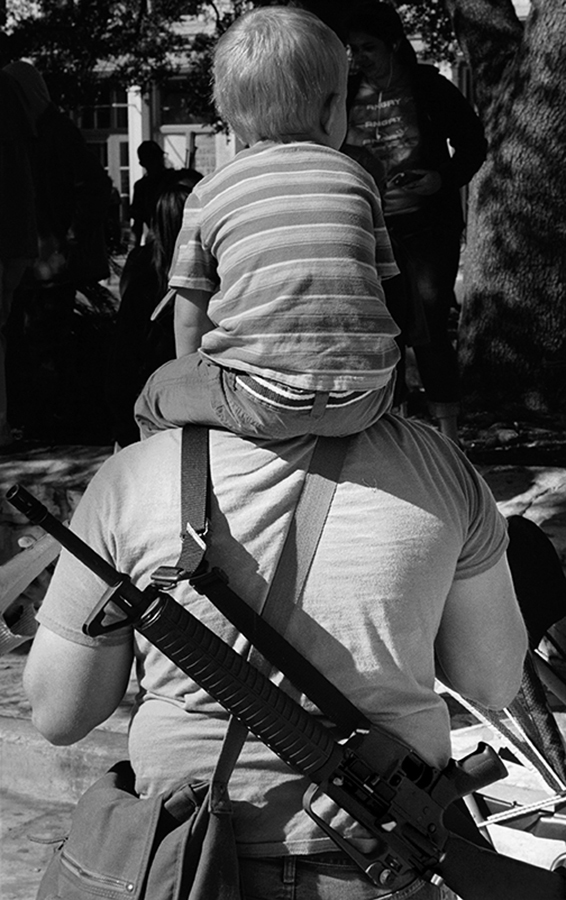 Father and Son at Open Carry Rally-Alamo Plaza, San Antonio, TX, 2014