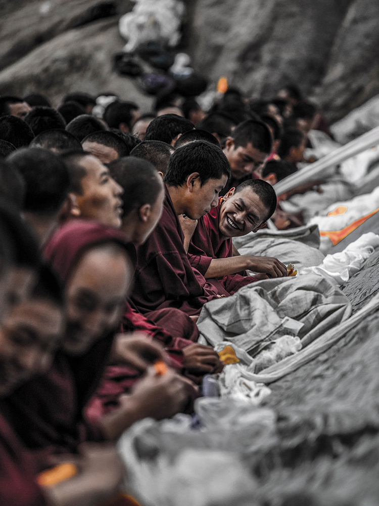 People Celebrating The Tibetian Sho Dun Festival