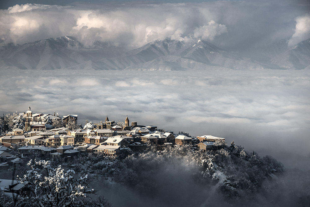 Sighnaghi covered by winter