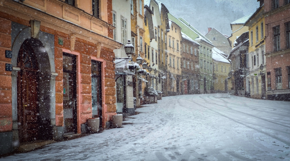 A snowy day in Ljubljana