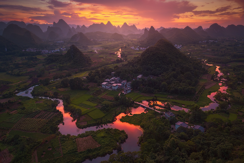 Pastoral landscape in southwestern China