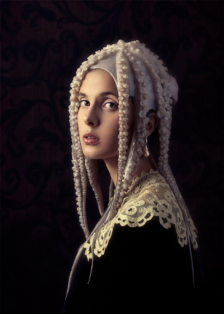 Girl with a pearl earring and an Octopus