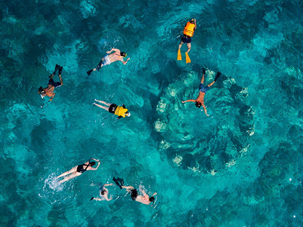 An aerial view of “Nest”- An underwater sculpture park in Gili Meno island.