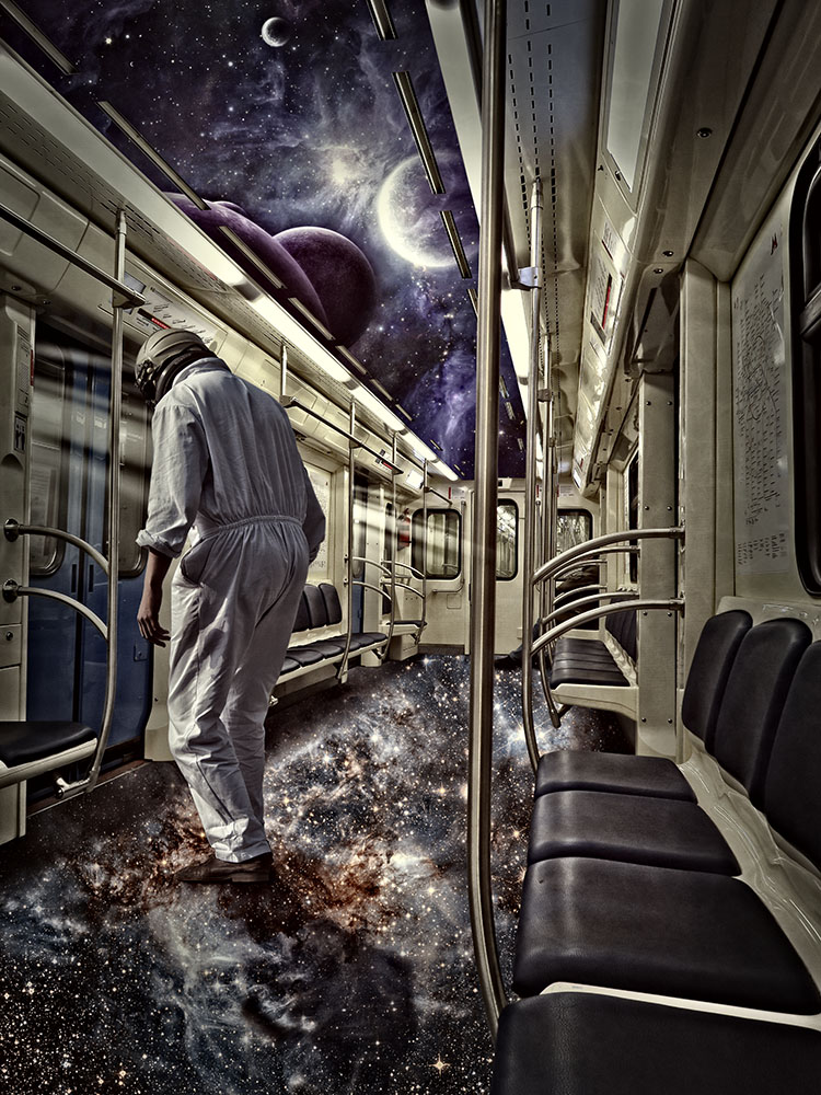 Subway train into space