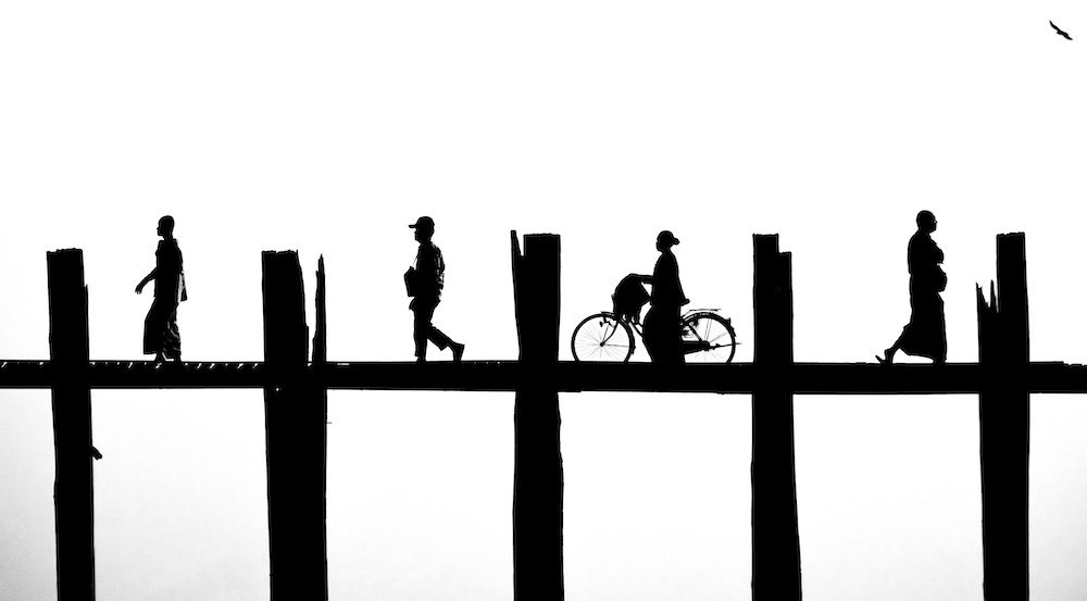 People on the U Bein Bridge