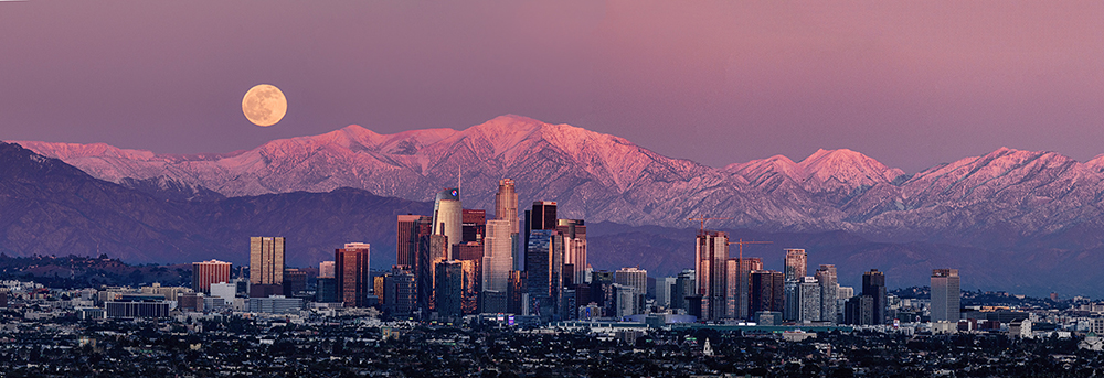 Full Moon Rising Over Los Angeles