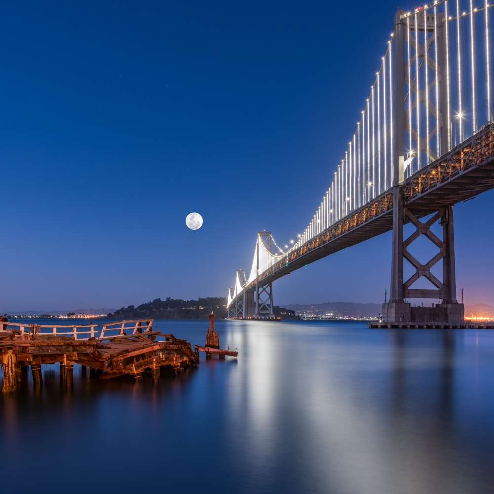 Moon and Bay Bridge