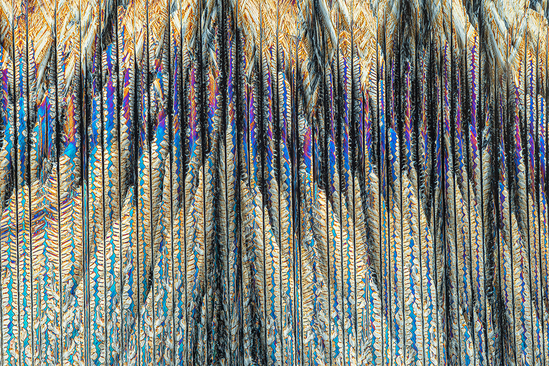 MICROCRYSTALS IN POLARIZED LIGHT, a mixture of urea and resorcinol.