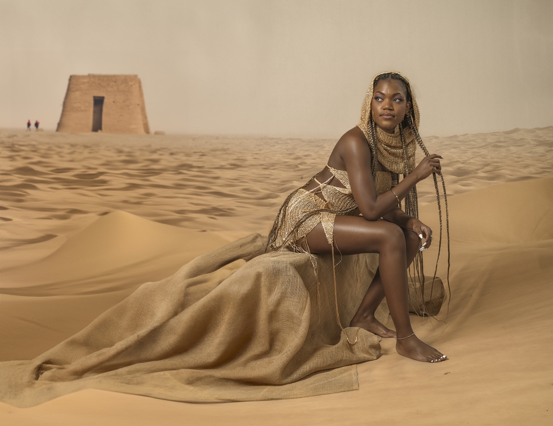 Gilded Sands' Muse: A Princess of the Desert Horizon