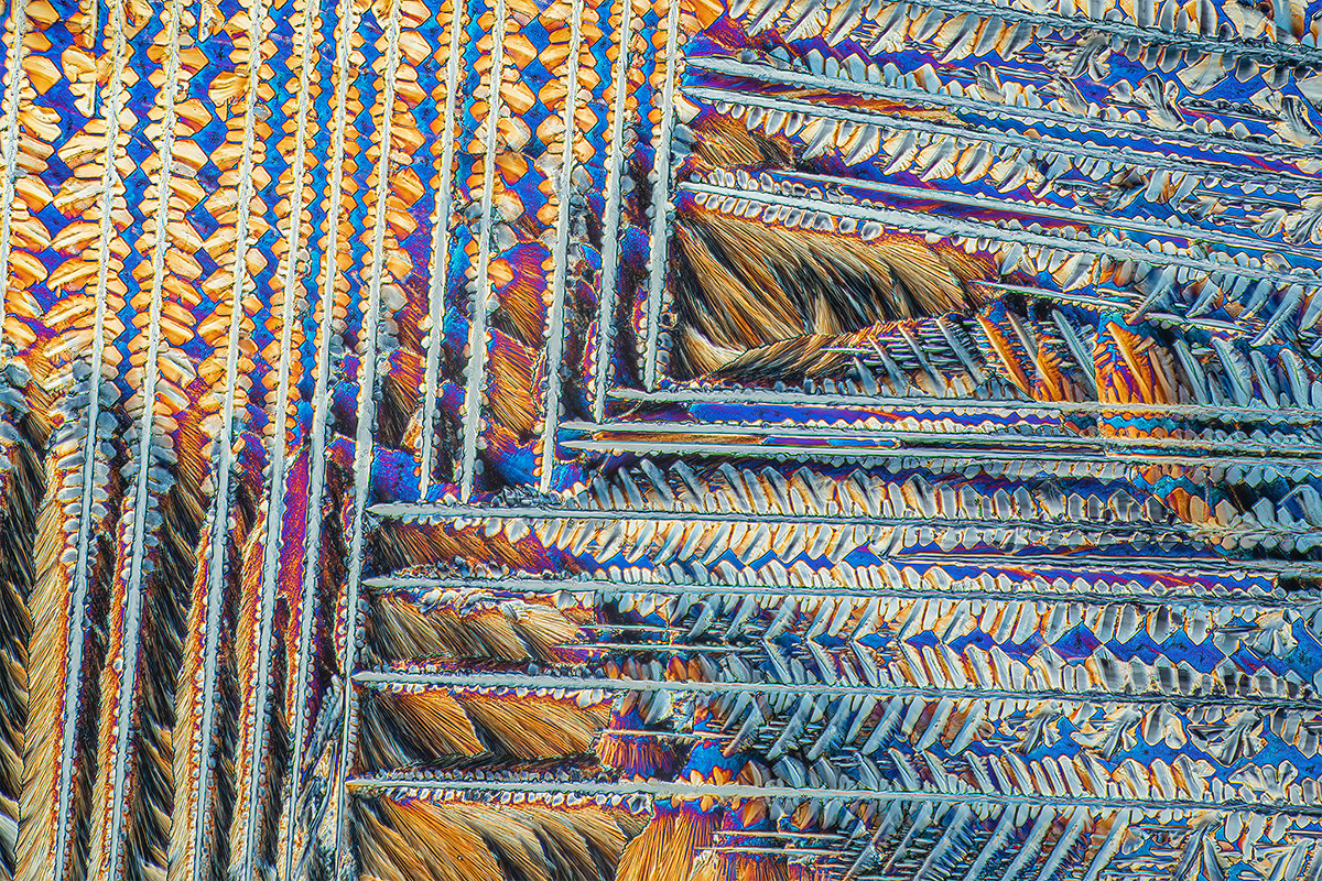 MICROCRYSTALS IN POLARIZED LIGHT, a mixture of urea and resorcinol.