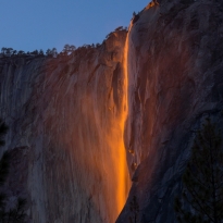 Fire waterfalls at Yosemite national park