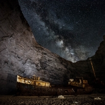 Shipwreck at night