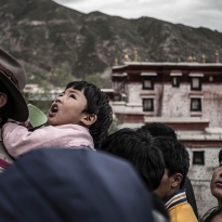 People Celebrating The Tibetian Sho Dun Festival