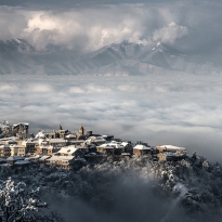 Sighnaghi covered by winter