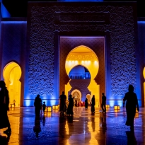 UAE. Abu Dhabi. Outer entrance of Sheikh Zayed Grand Mosque. 2019
