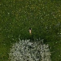 Nude in romantic spring landscape 
