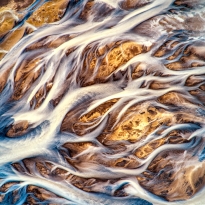 aerial views of icelandic rivers