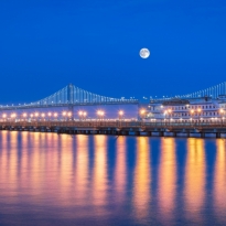  Bay Bridge and The San Francisco Belle, Full Moon