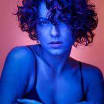 Portrait in blue and red